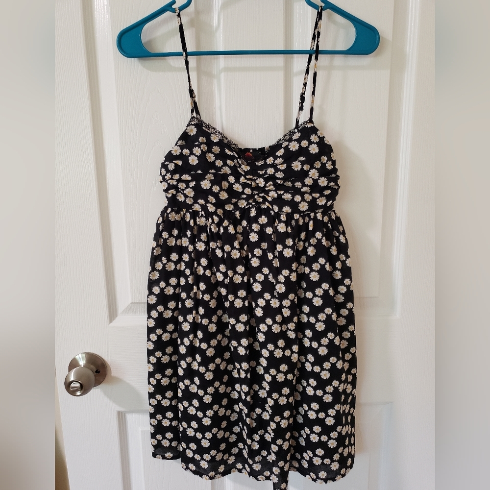 Black floral sleeveless dress or top